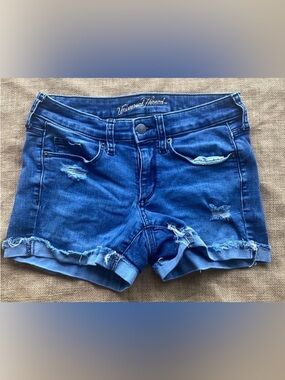 Universal Thread Denim Shorts Distressed Ripped Mid Rise Midi  Size 24
